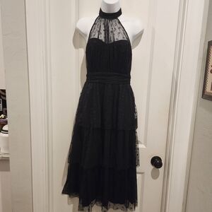 Lulu's Black Tiered Halter Midi Dress